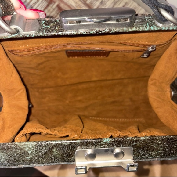 Patricia Nash Floral Embossed Shoulder Bag - Brown and Turquoise - Picture 7 of 9